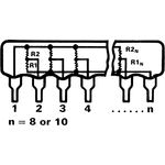 Bourns 4600X Series 330 Ω, 390 Ω ±2% Dual Terminator Through Hole Resistor Network, 12 Resistors, 1W total SIP package