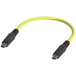 HARTING Shielded Cat6a Cable 2m, Flame Retardant, Yellow, T1 Industrial SPE Overmoulded