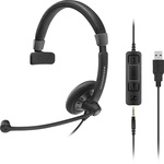 Sennheiser SC 45 USB MS Black Wired USB A, Jack Plug On Ear Headset