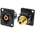 RS PRO Red Panel Mount RCA Socket, Gold over Nickel, 2A