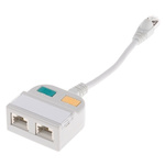 RS PRO Cat5 RJ45 T-Adapter, 2 Port, Shielded, 150 mm Extension Length