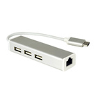 RS PRO 3 Port USB Network Adapter USB 3.1 USB C to RJ45