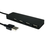 RS PRO 4 Port USB 2.0 USB A  Hub, USB Powered, 105 x 30 x 10mm