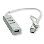 Roline 4 Port USB 2.0 USB A, USB C  Hub, USB Bus Powered, 84 x 24 x 14mm