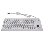 CHERRY Wired USB Compact Trackball Keyboard, QWERTY (UK), Grey