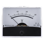 Monacor DC Analogue Voltmeter, 30V, 37.5 (Dia.) mm,