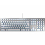 CHERRY Wired USB Keyboard, QWERTY, Silver, White