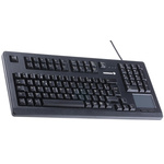 CHERRY Wired USB Compact, Ergonomic Touchpad Keyboard, AZERTY, Black