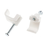 RS PRO Cable Clip White Nail PE Rectangular Cable Clip