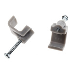 RS PRO Cable Clip Grey Nail PE Rectangular Cable Clip