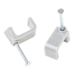 RS PRO Cable Clip Grey Nail PE Rectangular Cable Clip, 6mm Max. Bundle