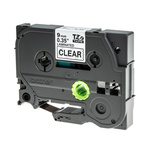 Brother Black on Clear Label Printer Tape, 8 m Length, 9 mm Width
