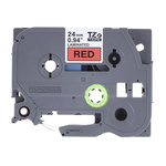 Brother Black on Red Label Printer Tape, 8 m Length, 24 mm Width