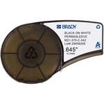Brady B-342 PermaSleeve Black on White Label Printer Tape, 2.13 m Length, 16.38 mm Width, 16.4mm Label Length