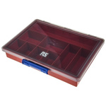 RS PRO 9 Cell Red PP Compartment Box, 43mm x 240mm x 195mm
