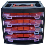 RS PRO 64 Cell Black, Orange, Red Polypropylene, Adjustable Compartment Box, 300mm x 280mm