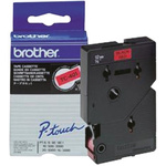 Brother Black on Red Label Printer Tape, 7.7 m Length, 12 mm Width