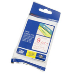 Brother Red on White Label Printer Tape, 8 m Length, 9 mm Width
