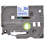 Brother Blue on White Label Printer Tape, 8 m Length, 9 mm Width