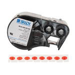 Brady B-499 Nylon Cloth Black on Red Label Printer Tape, 9.53 mm Width, 9.53mm Label Length