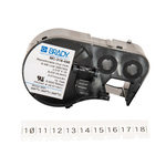 Brady B-498 Repositionable Vinyl Black on White Label Printer Tape, 4.88 m Length, 8.08 mm Width, 4.88mm Label Length,