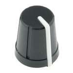 RS PRO Potentiometer Knob, Push-On Type, 13mm Knob Diameter, Black, D Shaped Shaft Type, 6mm Shaft