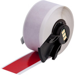 Brady B-595 Vinyl White Red Print Label Roll, 25.4mm Width