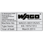 Wago 210 Silver Black Print Label, 70mm Width, 33mm Height, 500Per Pack Qty