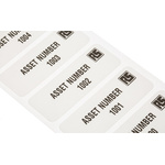 RS PRO Adhesive Pre-Printed Adhesive Label-Asset Number-. Quantity: 1000 → 2999