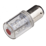 LED Beacon Lamp, Red, BA15d, 130 V ac, 6 Chip, 200mcd per Chip