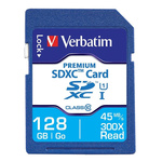 Verbatim 128 GB SDXC SD Card, Class 10, UHS-1 U1