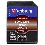 Verbatim 256 GB SDXC SD Card, Class 10, UHS-1 U1