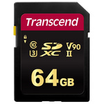 Transcend 64 GB SDHC, SDXC SD Card, Class 10, UHS-II U3, V90