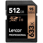 Lexar 512 GB SDXC SD Card, Class 10, UHS-1 U3
