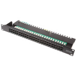 RS PRO Cat3 50 Port RJ45 Voice Patch Panel UTP 1U Black