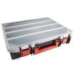 RS PRO 1 Cell Black, Red Polypropylene Compartment Box, 91mm x 416mm x 336mm