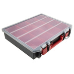 RS PRO 8 Cell Black, Red Polypropylene Compartment Box, 91mm x 416mm x 336mm