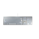 CHERRY Keyboard Wired USB, AZERTY Silver, White