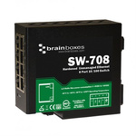 Brainboxes DIN Rail Mount Ethernet Switch, 8 RJ45 Ports, 100Mbit/s Transmission, 5 → 30V dc