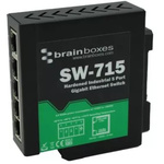 Brainboxes DIN Rail Mount Ethernet Switch, 5 RJ45 Ports, 1000Mbit/s Transmission, 5 → 30V dc
