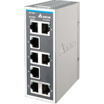 Delta Electronics DVS Series DIN Rail, Wall Ethernet Switch, 8 RJ45 Ports, 1000Mbit/s Transmission, 12 → 48V dc
