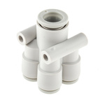 Pneumatic Double Y Tube-to-Tube Adapter, Connection A 6mm, B 6mm, C 6mm, D 6mm 8mm