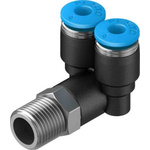 Festo Threaded-to-Tube Pneumatic Y Threaded-to-Tube Adapter, Push In 4 mm x Push In 4 mm x