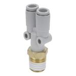 SMC Threaded-to-Tube Pneumatic Y Threaded-to-Tube Adapter, Push In 8 mm x Push In 8 mm x R 1/2, 3 (Proof) MPa, 1 MPa