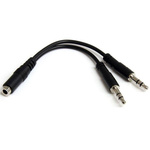 Startech 130mm 3 Pin Female 3.5 mm Mini-Jack to 3 Pin Male 3.5 mm Mini-Jack Audio Cable Assembly