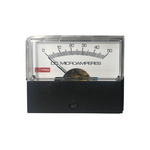 RS PRO Analogue Panel Ammeter 50 (Input)μA DC, 57mm x 44mm, ±1.5 % Moving Coil