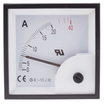 RS PRO Analogue Panel Ammeter 40A AC, 68mm x 68mm, ±1.5 % Moving Iron