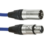 Van Damme XLR Audio Video Cable Assembly 5m Blue Male XLR3 to Female XLR3
