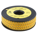 RS PRO Slide On Cable Marker, Pre-printed "4" ,Black on Yellow ,3.6 → 7.4mm Dia. Range