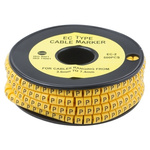 RS PRO Slide On Cable Marker, Pre-printed "P" ,Black on Yellow ,3.6 → 7.4mm Dia. Range